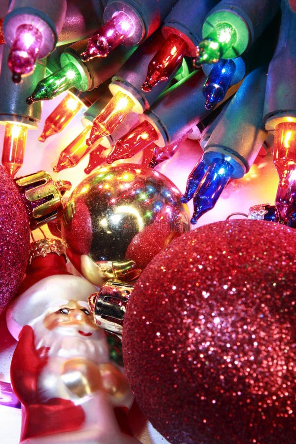 Christmas Lights & Ornaments Stock Photo Image of claus, ornaments 2393378