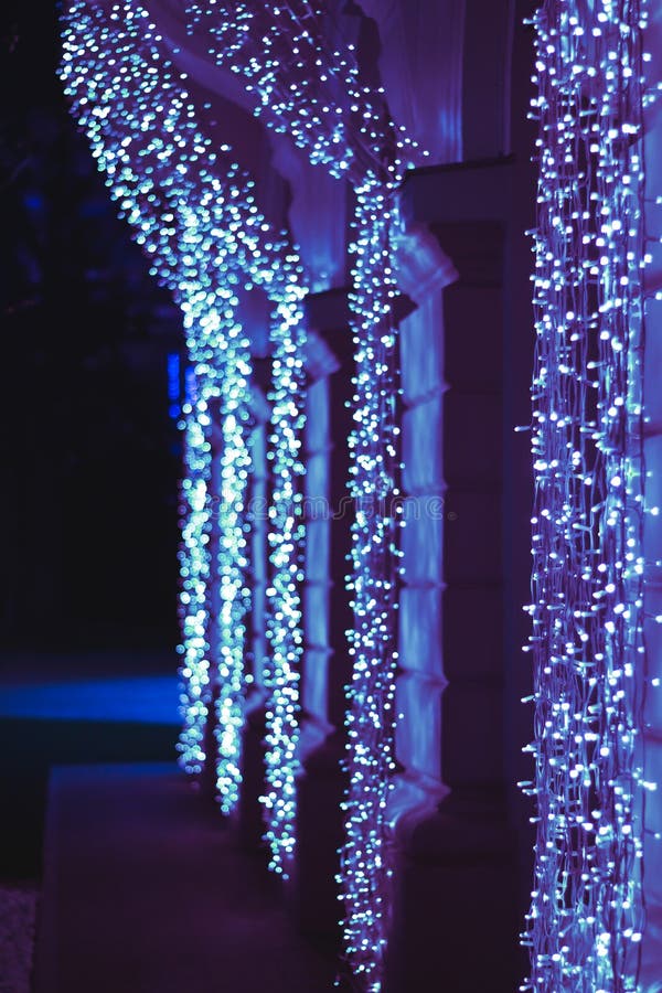 Christmas Lights on Straight Wall Hanging Stock Photo Image of