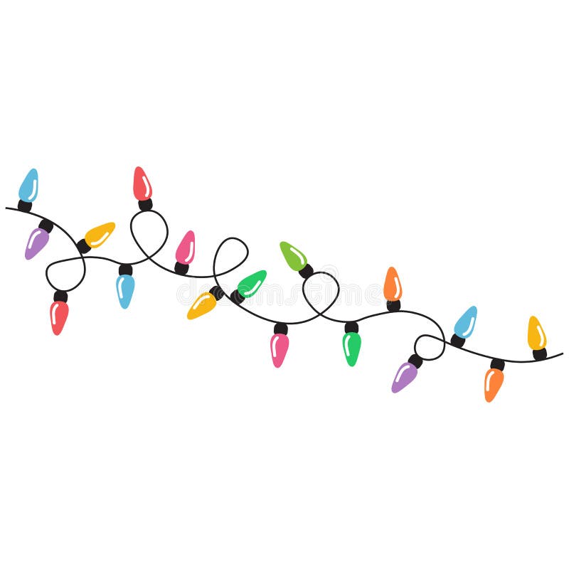 Christmas Lights String Isolated on White Background Vector Stock