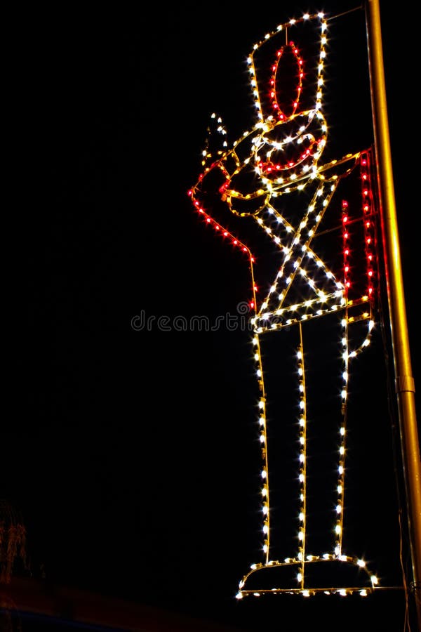 Christmas Lights Toy Soldier Saluting! Stock Photo Image of joyful