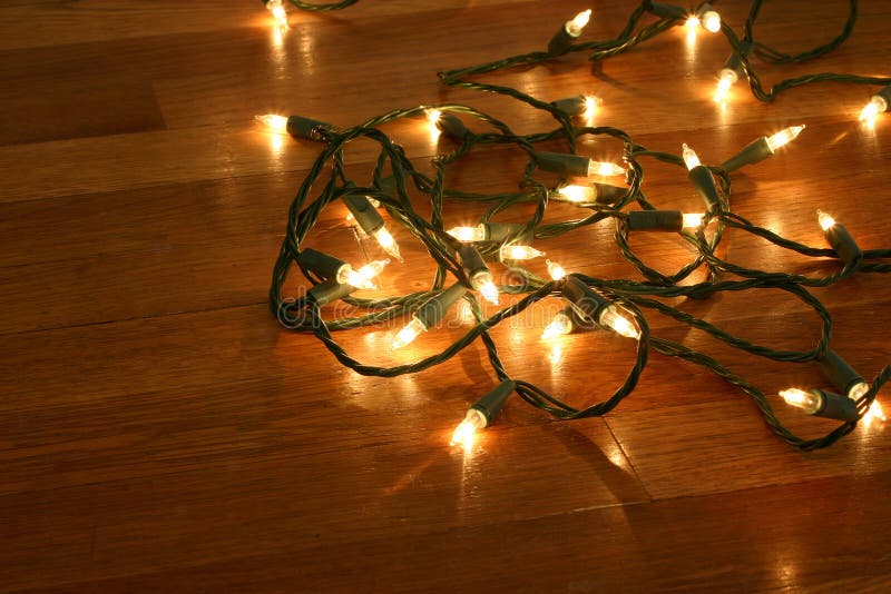 Christmas Lights on Wood Floor Stock Image Image of decoration, xmas