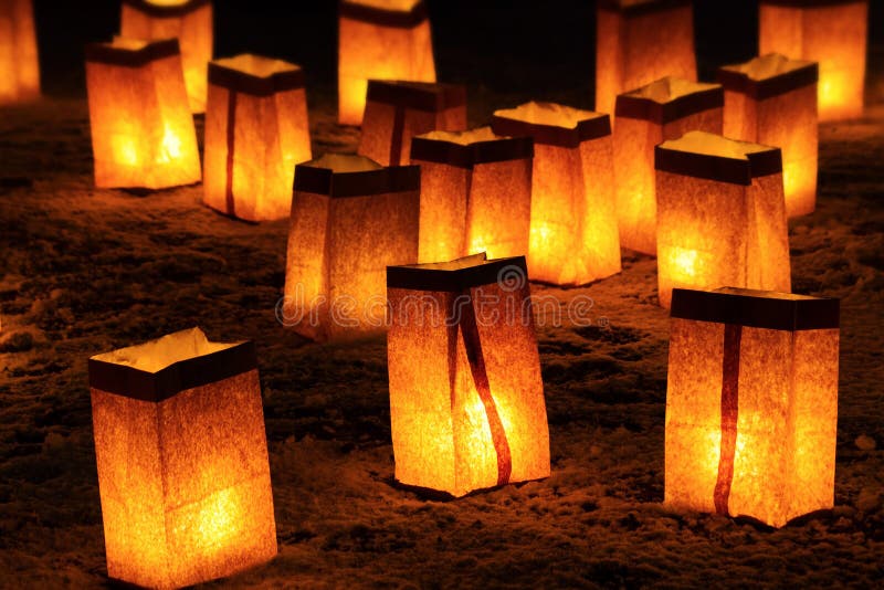Christmas Luminarias in Santa Fe, New Mexico Stock Image Image of farolito, dark 195131699