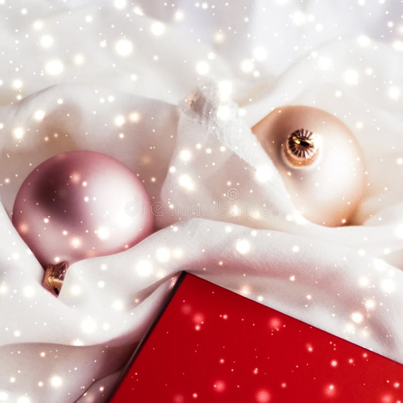 Christmas magic holiday background, festive baubles, red vintage gift box and golden glitter as winter season present for luxury royalty free stock images Christmas magic holiday background, festive baubles, red vintage gift box and golden glitter as winter season present for luxury royalty free stock images