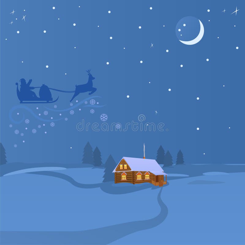 Christmas magic night vector illustration