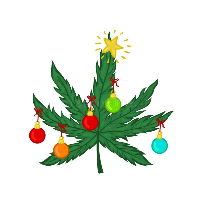 Download Christmas Marijuana Decorated With Christmas Toys Isolated ...