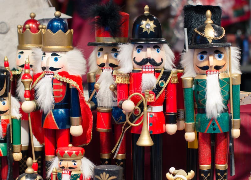 Christmas market decoration - wooden Nutcracker toys. royalty free stock image Christmas market decoration - wooden Nutcracker toys. royalty free stock image