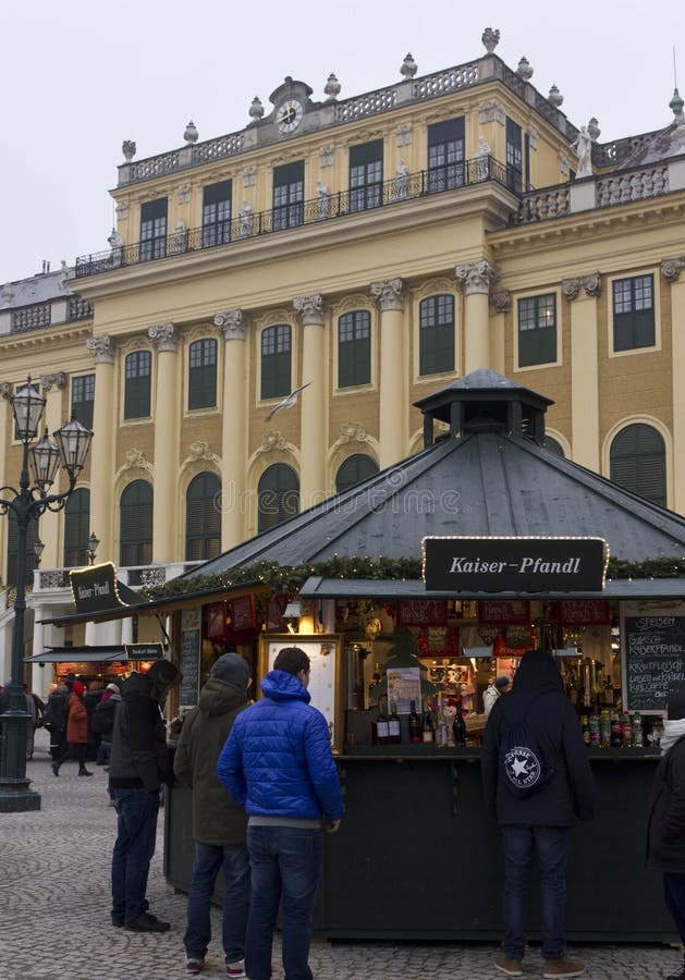 Christmas Market in the Forecourt of Schonbrunn Palace Editorial Stock