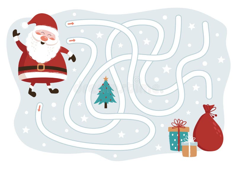 Christmas Maze Game. Santa Claus Way To the Gifts. Vector Stock Vector - Illustration of holiday, game: 202372733 Christmas Maze Game. Santa Claus Way To the Gifts. Vector Stock Vector - Illustration of holiday, game: 202372733