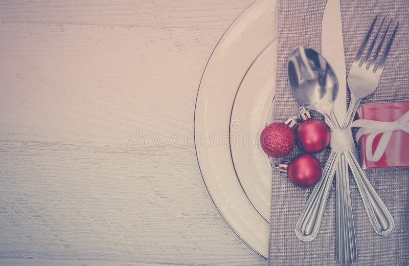 Christmas Meal Table Setting Background Stock Photo - Image of party ...