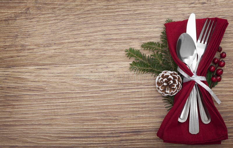 Christmas Meal Table Setting Background Stock Photo - Image of ...