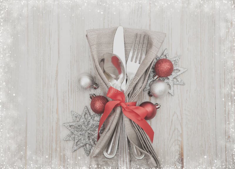Christmas Meal Table Setting Background Stock Photo - Image of cutlery ...