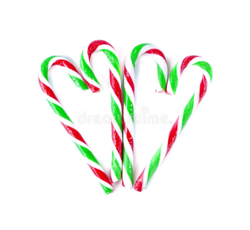 Christmas Mint Cane Candy Close Up on White Stock Photo Image of