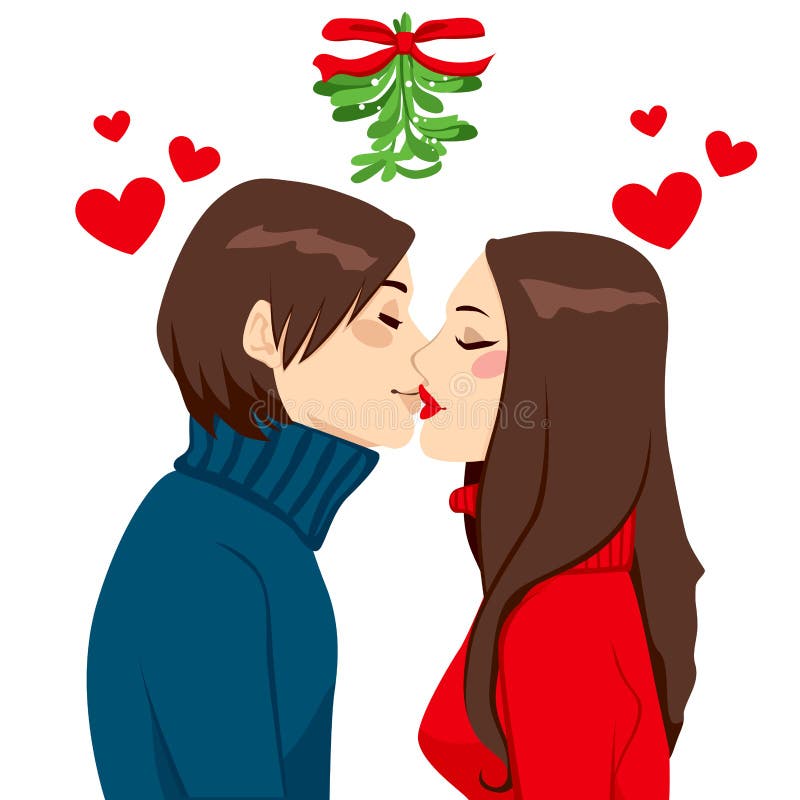 Christmas Mistletoe Kiss stock vector. Illustration of christmas - 34028006