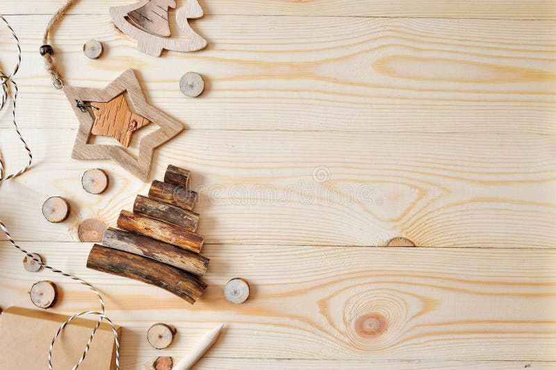 Christmas mockup frame scene with christmas gifts and pine cones, with space for your text, top flat view