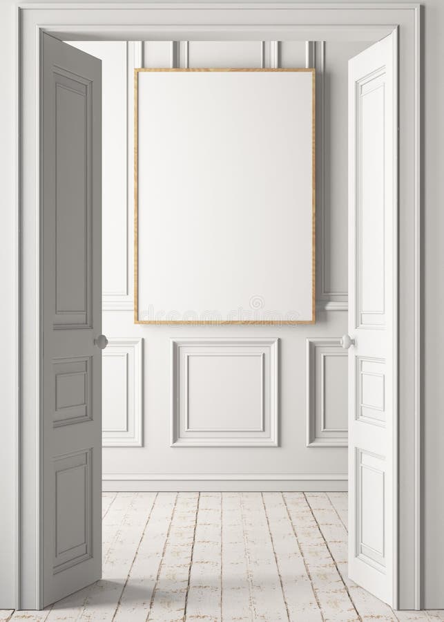 Christmas mockup with a poster on the background of a dinner table. 3D rendering stock illustration