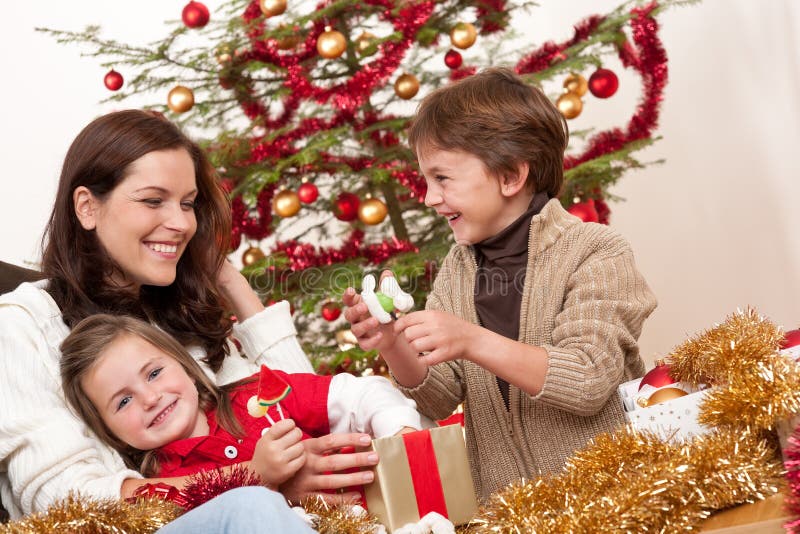 Christmas: mother with son and daughter