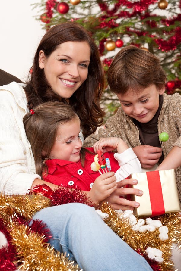 Christmas: mother with son and daughter