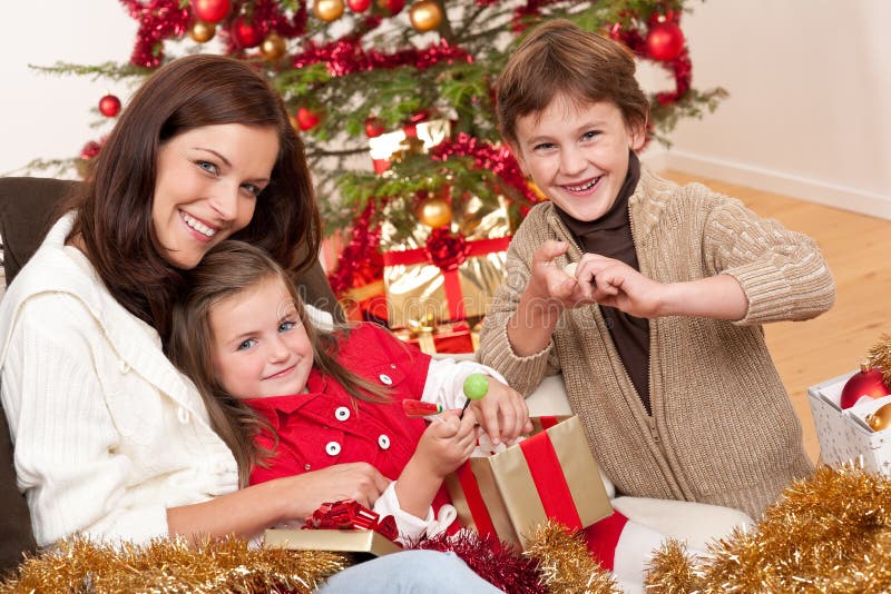 Christmas: mother with son and daughter