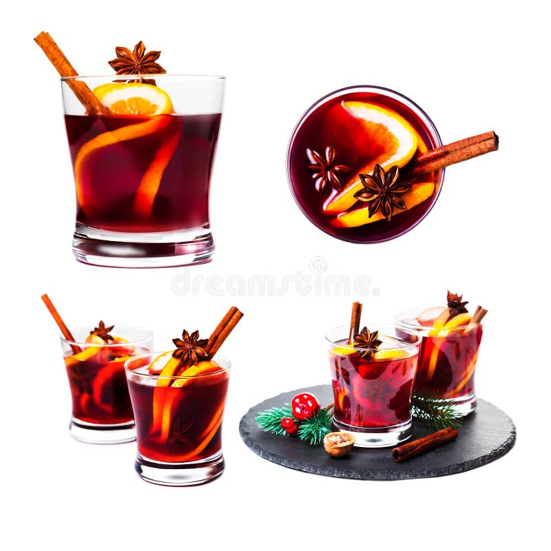 Christmas mulled wine isolated on white background. Red Hot win