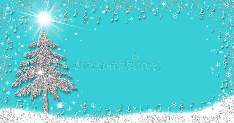 Christmas musical border card. Panoramic image