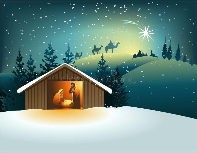 Christmas holiday background with holy family. Christmas holiday background with holy family