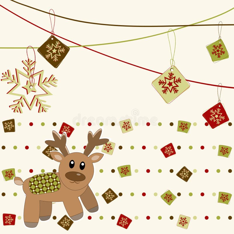 Christmas and New Year Card with deer