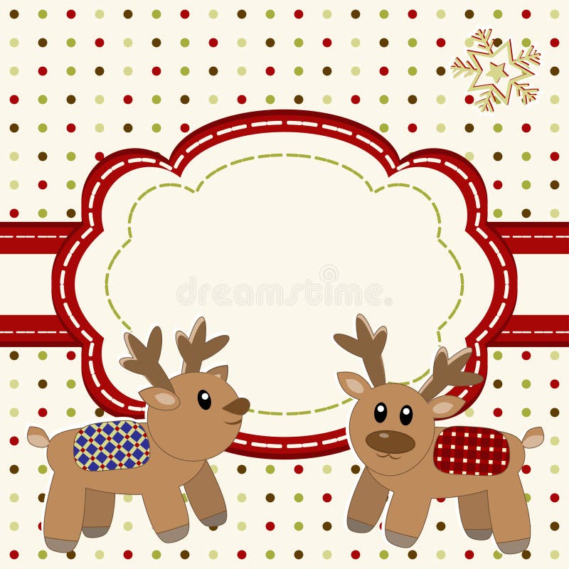 Christmas and New Year Card with deers
