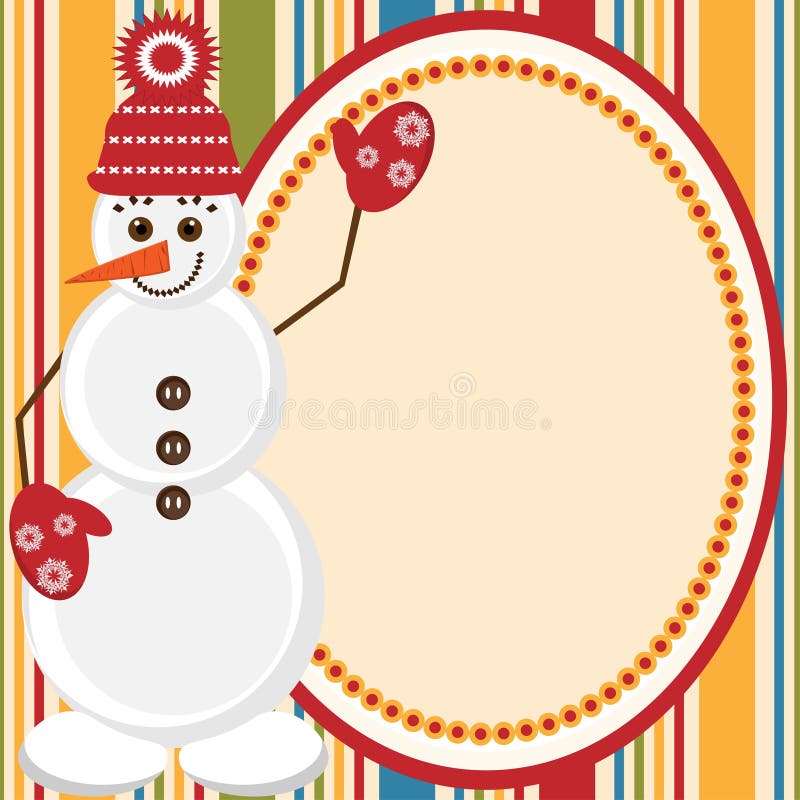 Christmas and New Year card with snowman