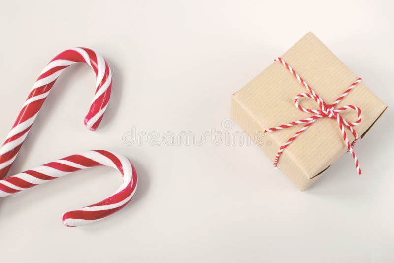 Christmas or New Year concept - present box in craft paper stock photos
