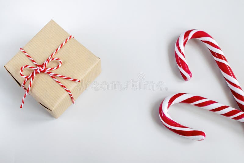 Christmas or New Year concept - present box in craft paper stock photography