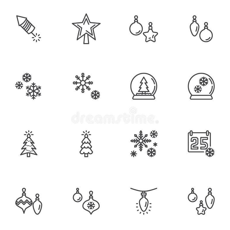 Christmas And New Year Line Icons Set Stock Vector Illustration Of Christmas Rocket 203653989 