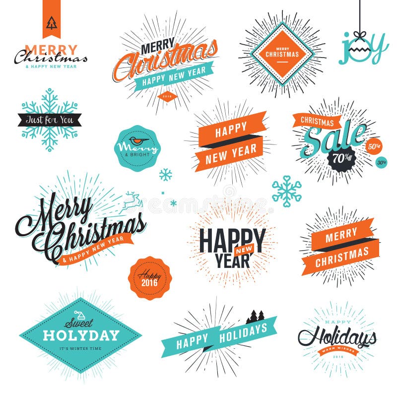 Christmas and New Year's vintage style signs vector illustration Christmas and New Year's vintage style signs vector illustration