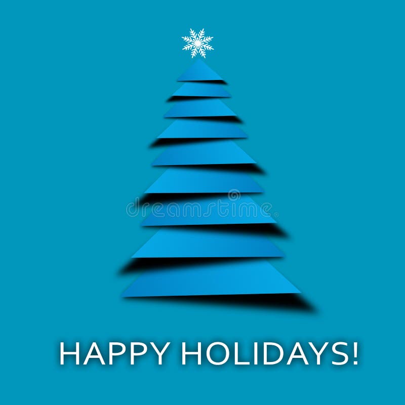 Christmas and New Years Blue Background with Christmas Tree Stock