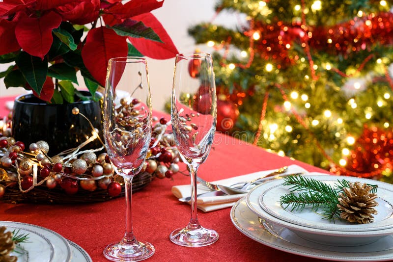 Decorated Christmas Dining Table Stock Image - Image of candlelight ...