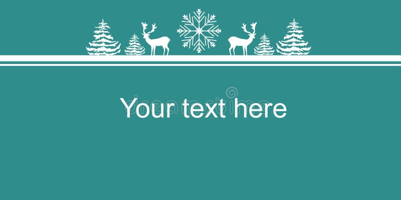 Christmas New Years Web Banner Poster. White Silhouettes Deers Fir Trees Snow Flake. Border Copy Space for Text. Sale Announcement