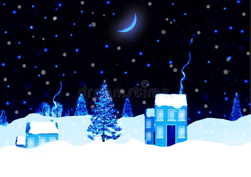 Christmas Night Landscape Background Stock Illustration - Illustration ...