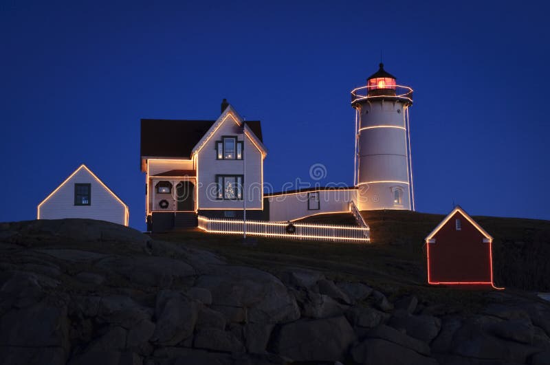 Christmas at Nubble Lighthouse Stock Photo Image of lighthouse