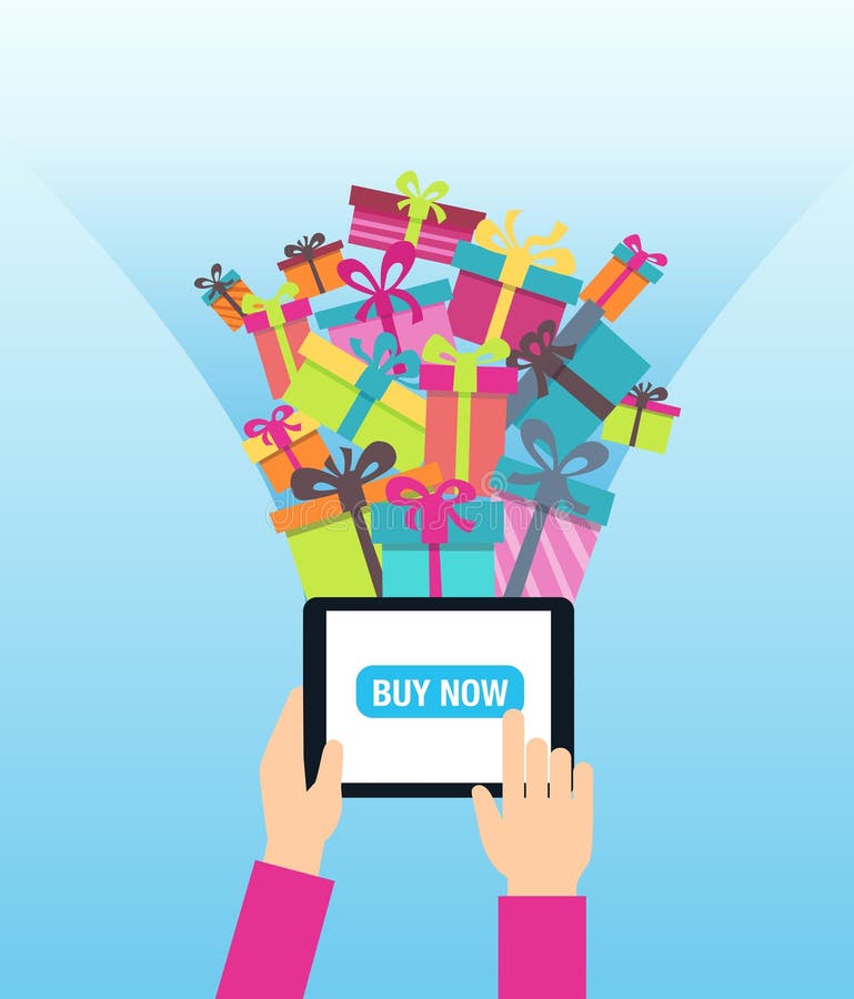 Christmas Online Shopping vector illustration