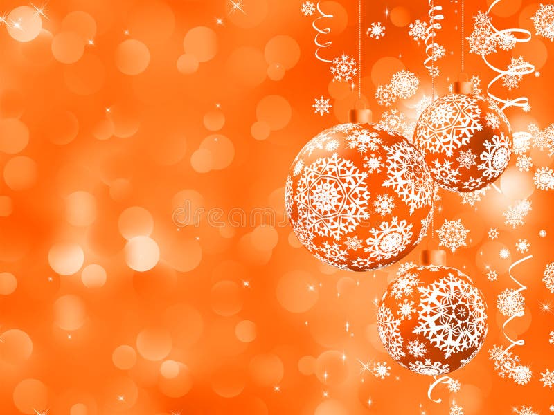 Christmas orange background with snowflakes. EPS 8