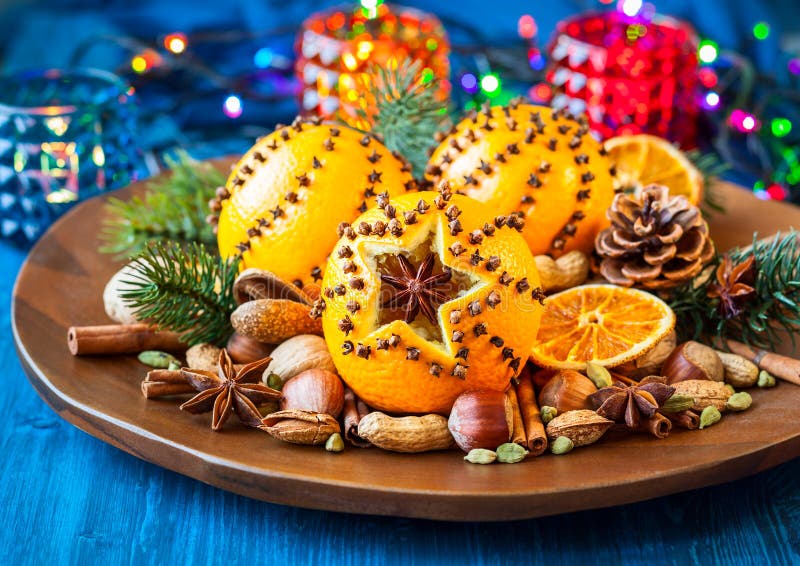 Christmas Oranges,spices and Nuts Stock Image Image of decor, holiday