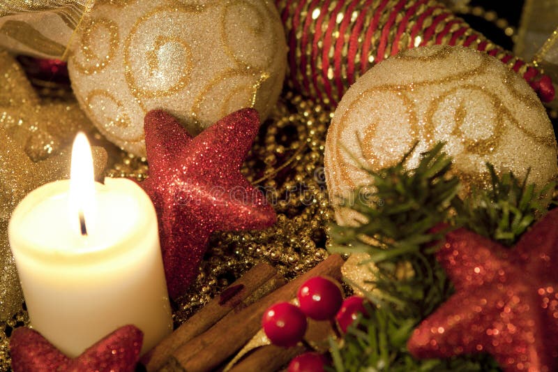 Christmas Ornament with a Candle Stock Photo Image of holiday, blur