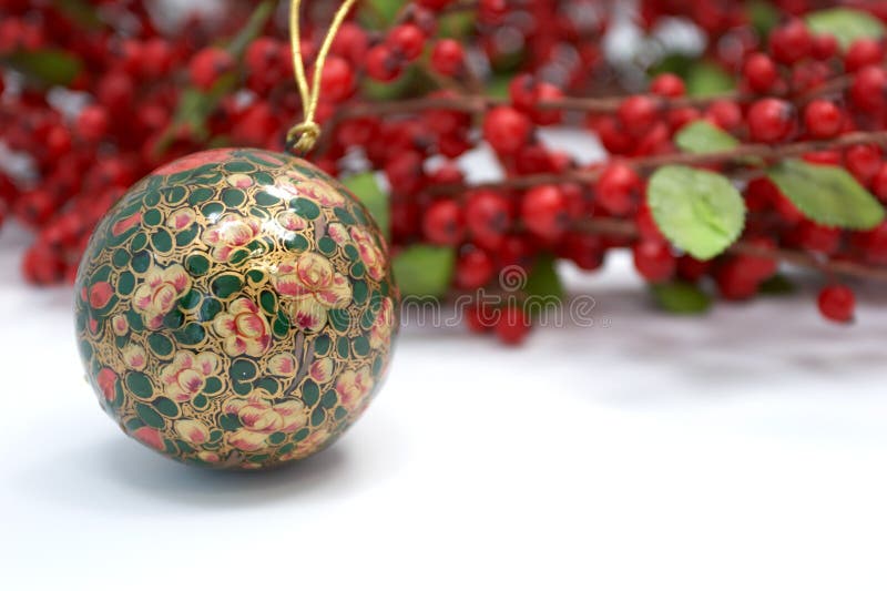 Christmas ornament and holly wreath