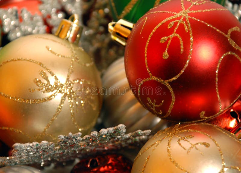 Christmas Ornaments on White Background Stock Photo - Image of metal ...