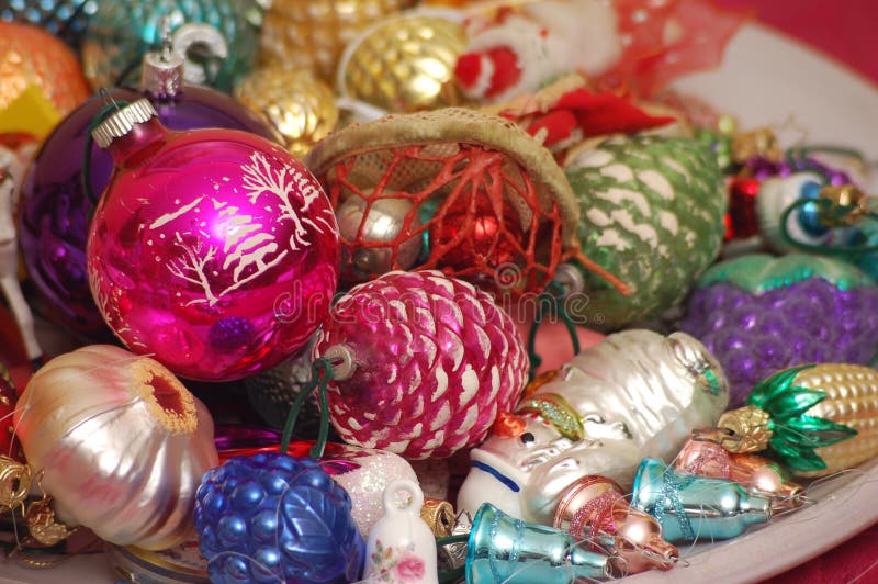 Christmas Ornaments Assortment Stock Photo Image of christmas, purple