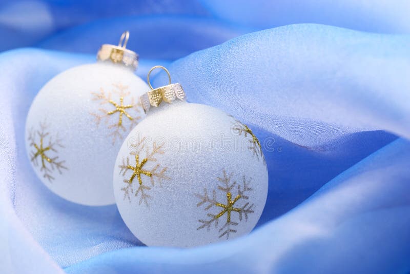 Christmas ornaments on blue