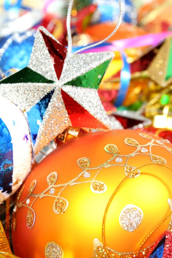 Christmas ornaments of different color and stars1