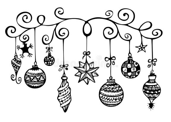 Christmas Ornaments Sketch stock illustration Illustration of circle
