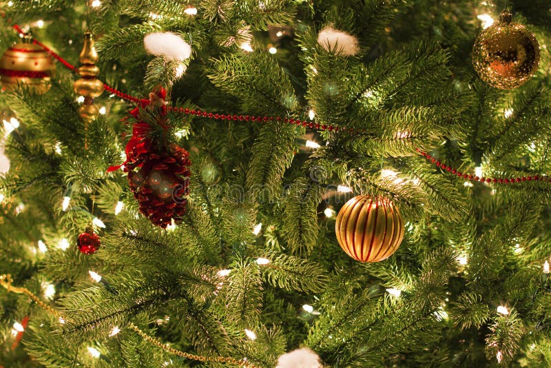 Christmas ornaments on tree