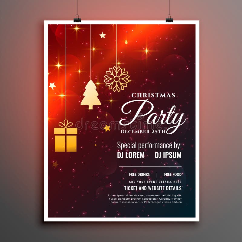 Download Christmas Party Flyer Template With Invitation Detail 向量例证 ...