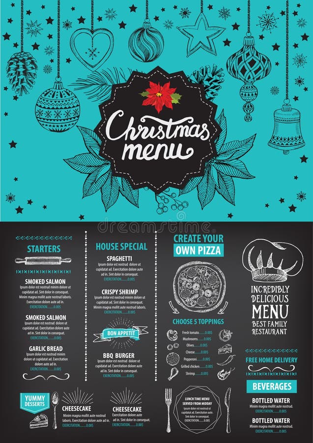 christmas party invitation food menu restaurant stock vector party flyer app